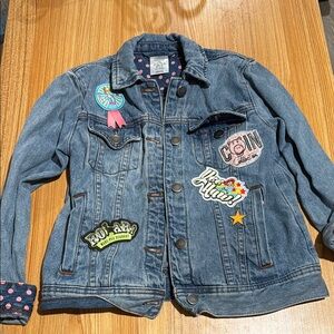 Disney Denim Jacket with Pink Polka Dots